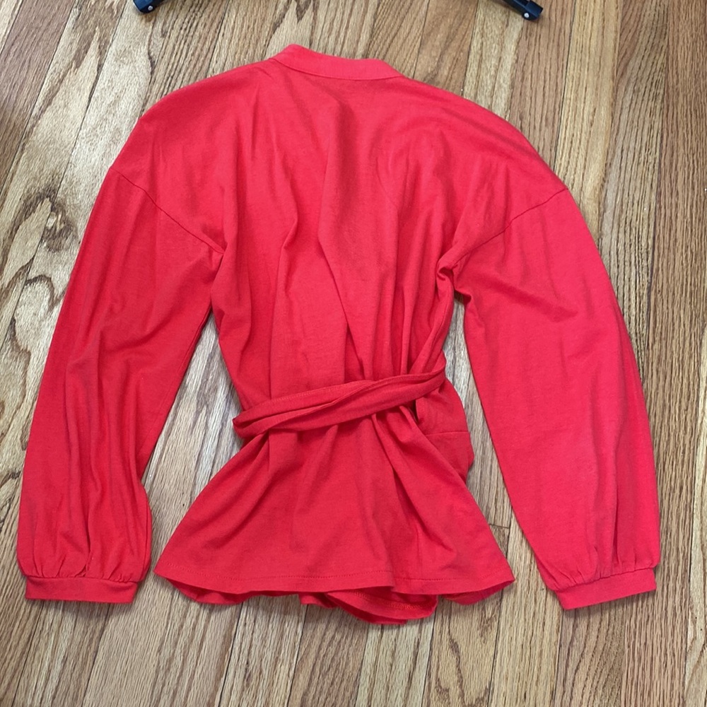 J. Crew Red Wrap Blouse - Picture 6 of 6